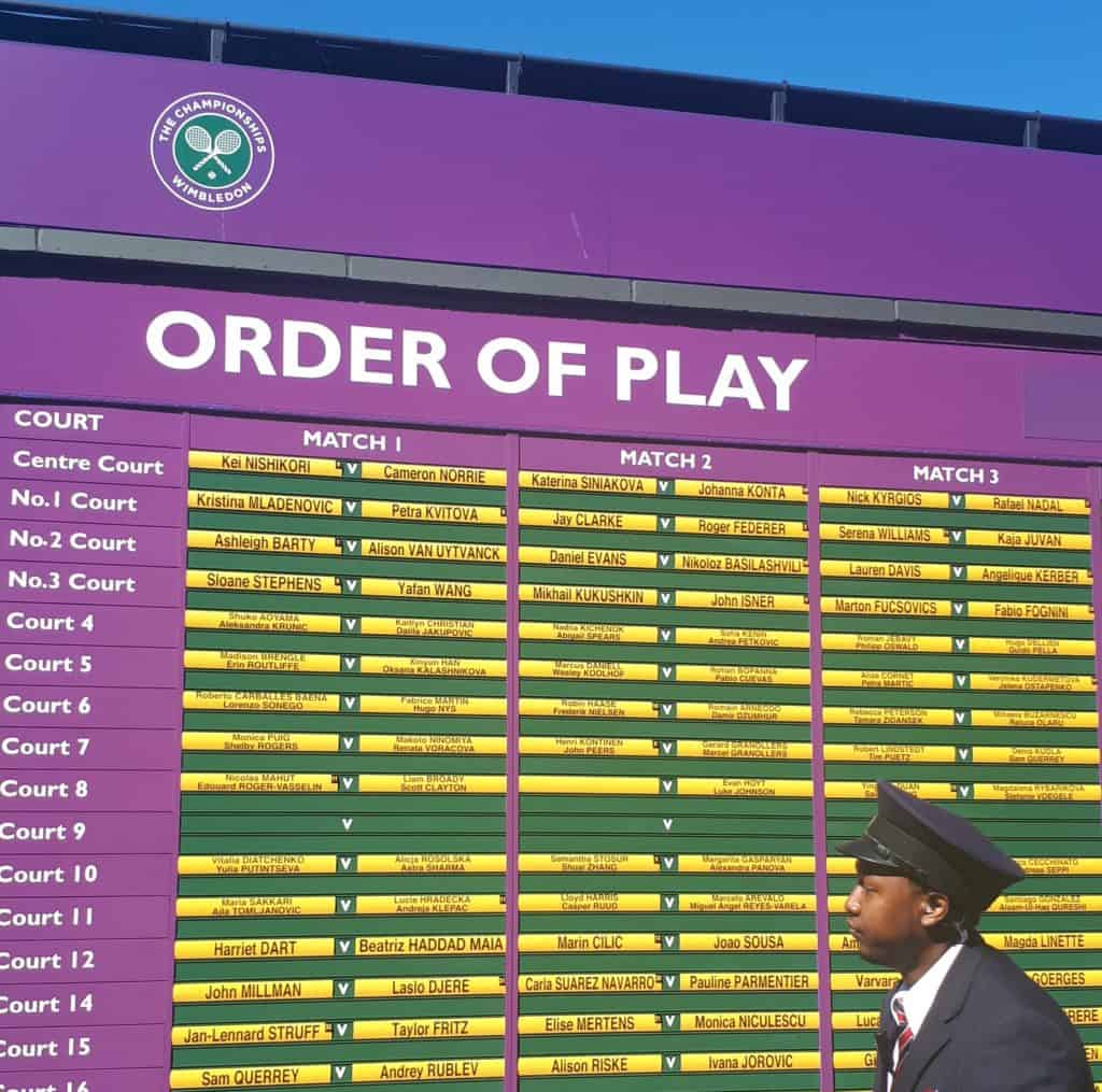 Wimbledon order of play for the day